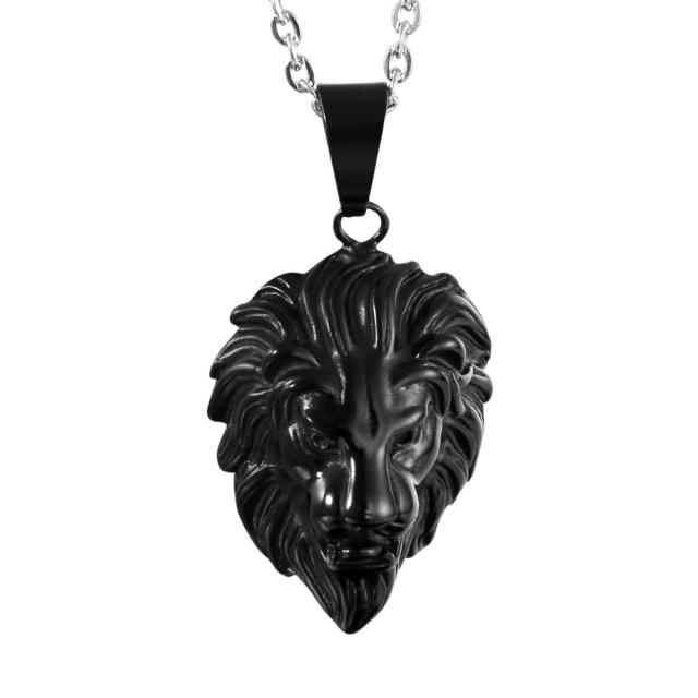 Stainless Steel Lion Of Judah Black Gold Pendant Chain Necklace