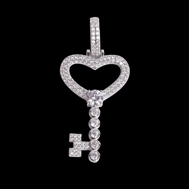 Ladies Bling Bling Key to My Heart Gold Silver Rose Gold Pendant Necklace