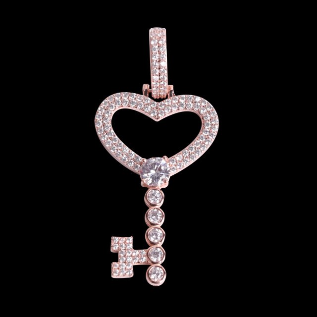 Ladies Bling Bling Key to My Heart Gold Silver Rose Gold Pendant Necklace