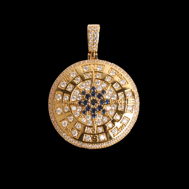 Flooded Ice 5A Stone Bitcoin 24k 925 Silver Rose Gold Hip Hop Pendant Chain Necklace