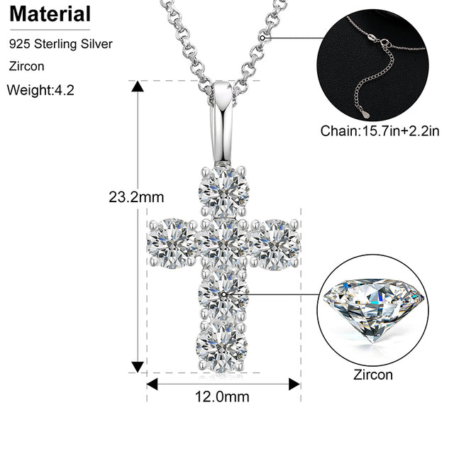 Mens Genuine Diamond Flooded Ice Cross Hip Hop Pendant Chain Necklace