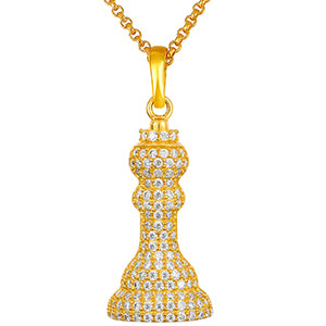 King Chess Piece Genuine Diamond 925 Sterling Silver Hip Hop Pendant Chain Necklace