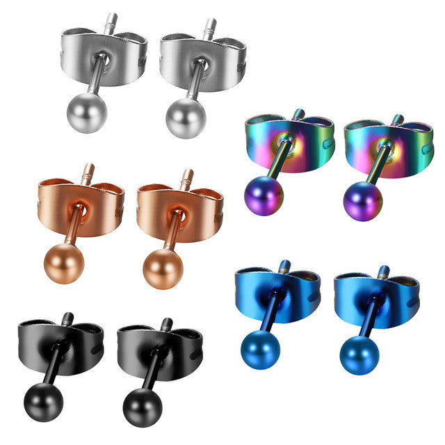 5 Pair 316L Stainless Steel Colorful Ball Street Wear Casual Earrings