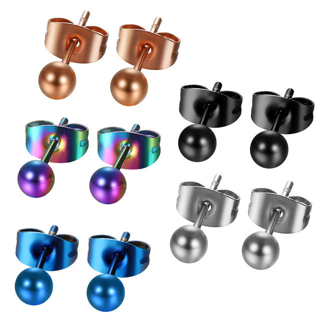 5 Pair 316L Stainless Steel Colorful Ball Street Wear Casual Earrings