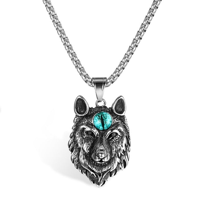 Mens Dominant Alpha Male Eye Of The Wolf No Fade Stainless Steel Pendant