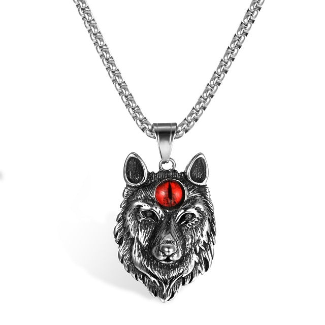 Mens Dominant Alpha Male Eye Of The Wolf No Fade Stainless Steel Pendant