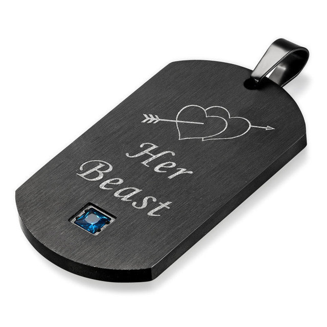 His Beauty Her Beast Mens Womens Couples Heart Crown Pendant Chain Necklace