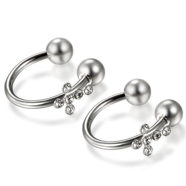 Ladies Horseshoe No Fade Barbell Sunflower Stone Nose Rings