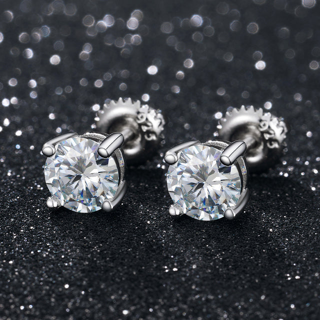Flooded Ice Real 0.1ct Lab Diamond Solid Sterling Silver Hip Hop Casual Earrings