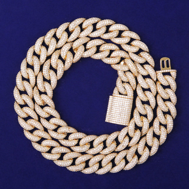 24k Gold 925 Silver Miami Cuban Link 12mm Hip Hop Chain Necklaces