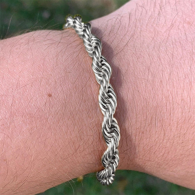 Classic Cuban Rope Link One Two Three Piece Gold Silver No Fade Stainless Steel Bracelet Sets