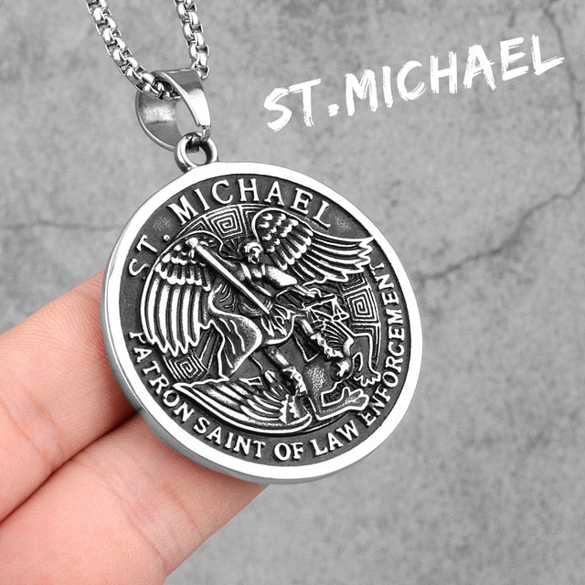 Archangel | No Fade Stainless Steel St Michael Spiritual Pendant Chain Necklace
