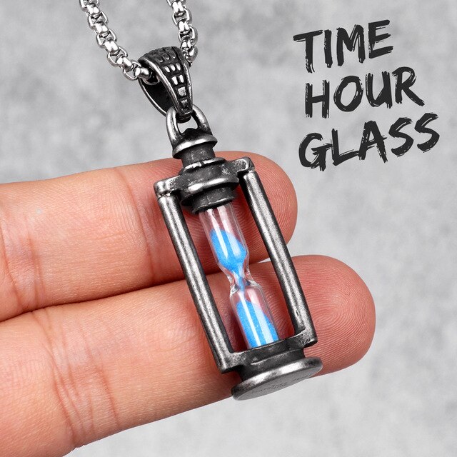 Sands Of Time | Retro No Fade Stainless Steel Time Hourglass Pendant Chain Necklace