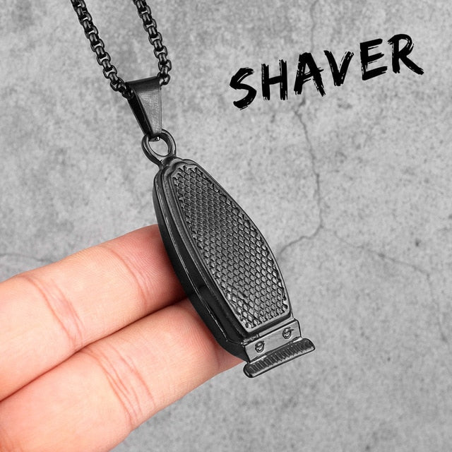 14k Gold Black Silver over No Fade Stainless Steel Barber Clippers Shaver Pendant Chains