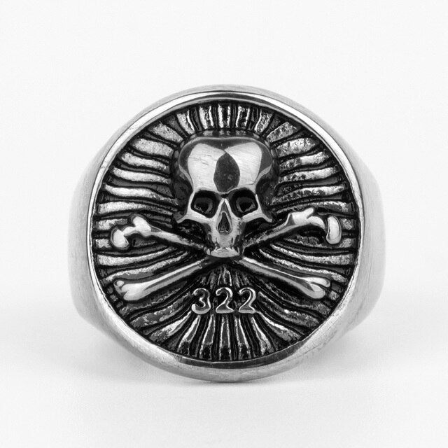 Skull and Bones Brotherhood of Death No Fade Stainless Steel Bling Rings