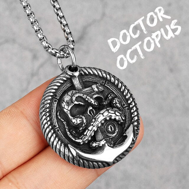 Mens No Fade Octopus Pirate Anchor Stainless Steep Unique Pendant Chain Necklace