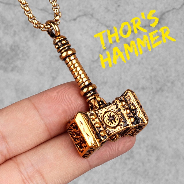 Hammer Of The Gods | Mens 14k No Fade Stainless Steel Viking Pendant