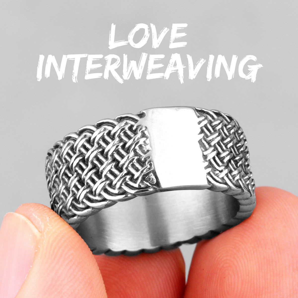 Mens Couples No Fade Stainless Steel Interweaving Love Casual Street Wear Rings