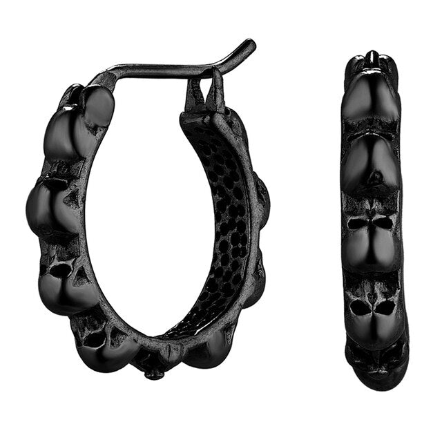 Mens No Fade Stainless Steel Skull Hoop Hip Hop Street Wear Earrings