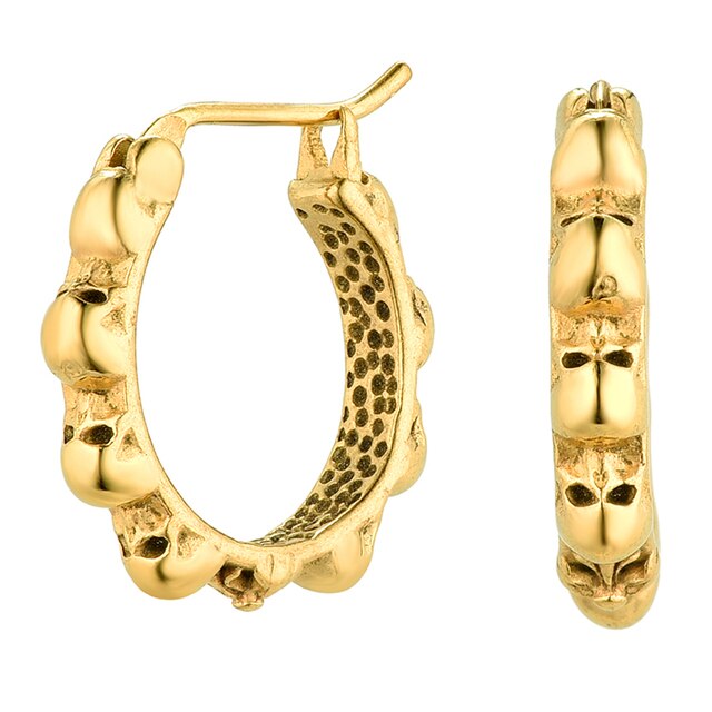 Mens No Fade Stainless Steel Skull Hoop Hip Hop Street Wear Earrings