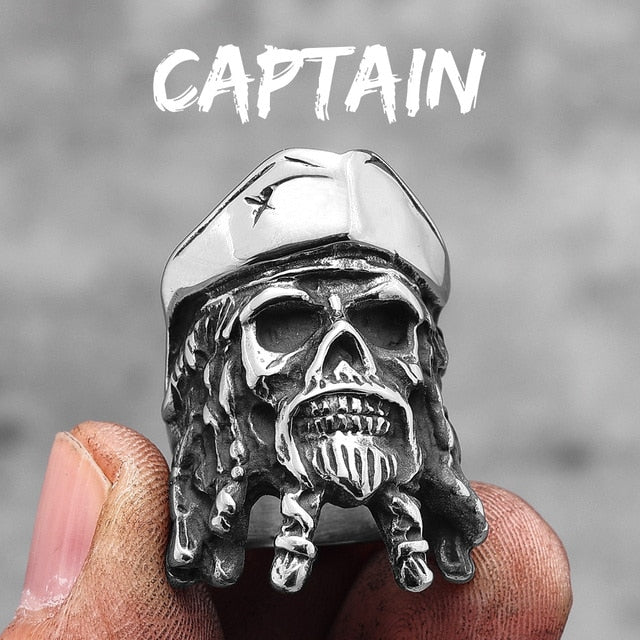 Mens Skull Pirates Davy Jones No Fade Stainless Steel Rings