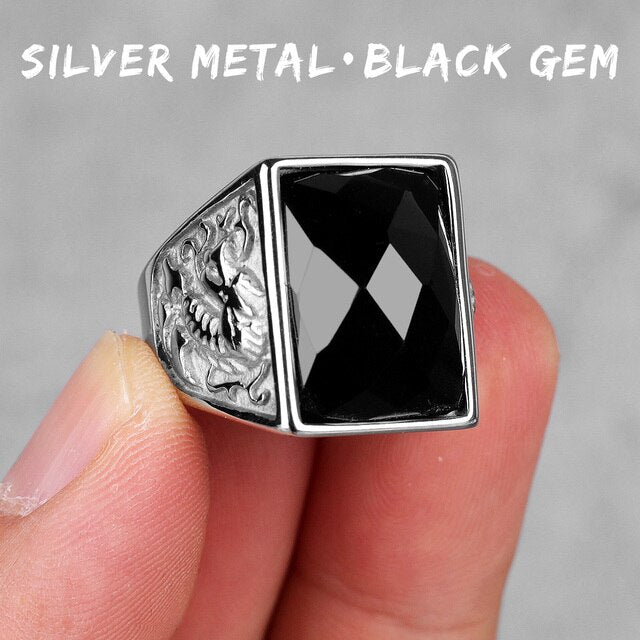 Mens Gemstone Phoenix Dragon No Fade 14k Gold Over Stainless Steel Street Wear Bling Rings