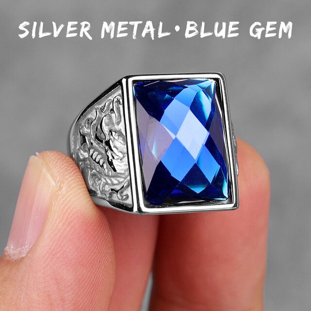 Mens Gemstone Phoenix Dragon No Fade 14k Gold Over Stainless Steel Street Wear Bling Rings