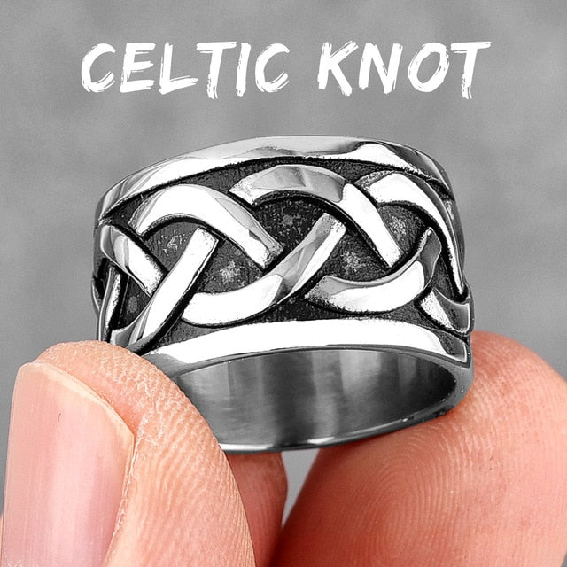 Mens Stainless Steel Celtic Knot Interweave Simple Classic Fashion Rings
