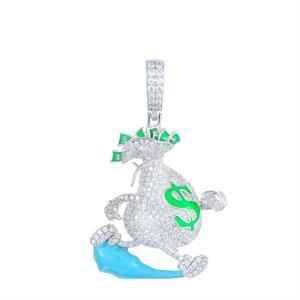 Diamond Dash | Flooded Ice Moissanite Diamond Running Money Bag Hip Hop Pendant