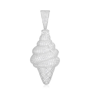 925 Solid Sterling Silver VVS Genuine Lab Diamond Ice Cream Cone Hip Hop Pendant Necklace