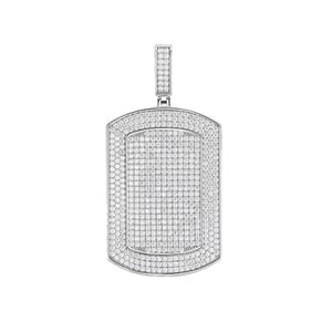 Mens VVS Geniune Lab Diamond Sterling Silver Military Style God Tag Hip Hop Chain Necklace