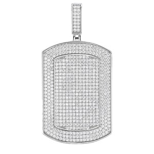 Mens VVS Geniune Lab Diamond Sterling Silver Military Style God Tag Hip Hop Chain Necklace