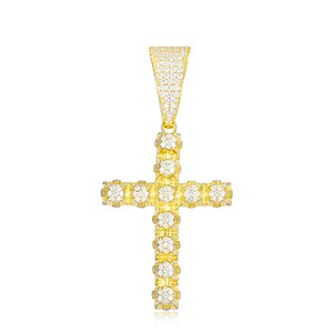 Genuine VVS Lab Diamond 925 Sterling Silver 3D Cross Hip Hop Chain Pendants