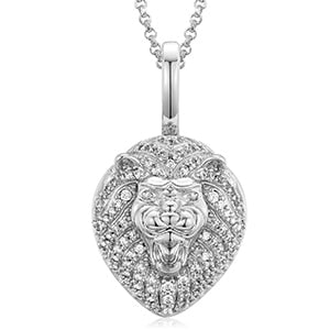 Genuine VVS Lab Diamond Gold Silver Rose 925 Sterling Silver Lion Head Hip Hop Chain