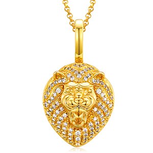 Genuine VVS Lab Diamond Gold Silver Rose 925 Sterling Silver Lion Head Hip Hop Chain