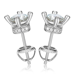Genuine VVS 1ct Lab Diamond Solid Sterling Silver Hip Hop Casual Bling Earrings