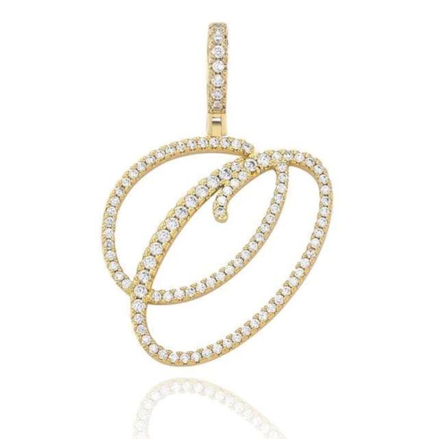 Custom Genuine VVS Lab Diamond Cursive Solid Sterling Silver Initial Hip Hop Chain Necklace