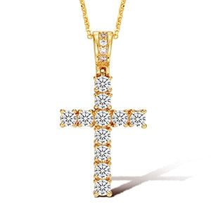 Iced Solid Sterling Silver VVS Lab Diamond Cross Pendant Hip Hop Chain