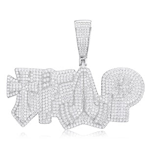 Genuine VVS Lab Diamond Solid Sterling Silver Trap Cross Gun Prayers Hands Hip Hop Chain