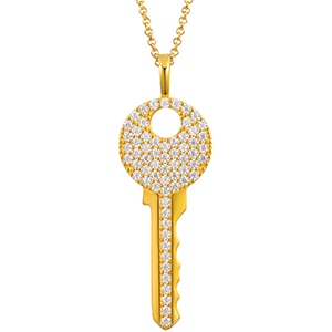 Ladies Souls Key Genuine VVS Lab Diamond Solid Sterling Silver Casual Hip Hop Chain
