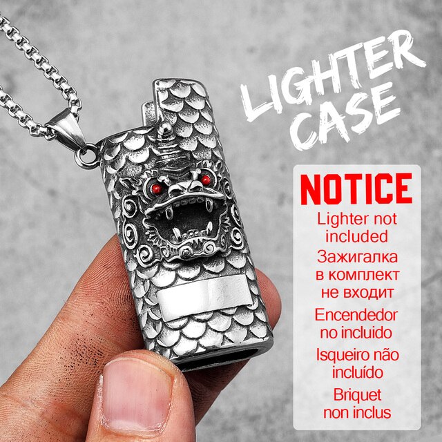 Chinese Unicorn | Solid Stainless Steel Lighter Case Street Wear Hip Hop Chain