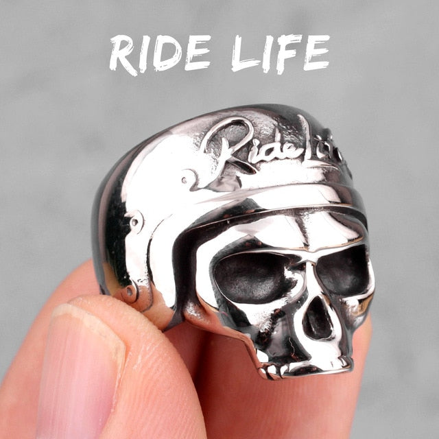 Ride Life | Mens No Fade Stainless Steel Biker Motorcycle Street Wear Skull Rings