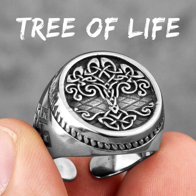 No Fade Stainless Steel Vintage Tree Of Life 316L Classic Rings