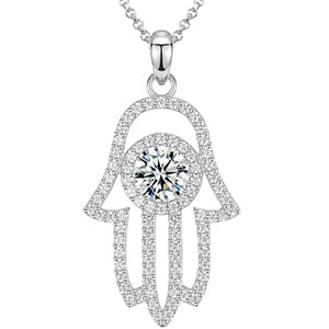Genuine VVS Lab Diamond Spiritual Hamsa Hand Solid Sterling Silver Hip Hop Chain