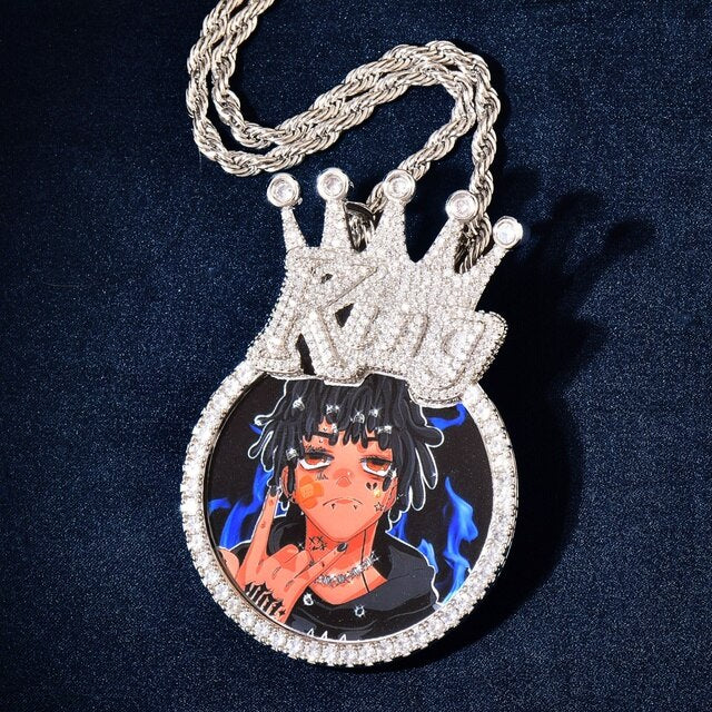 King Queen Iced Custom Photo Picture Hip Hop Chain Pendants