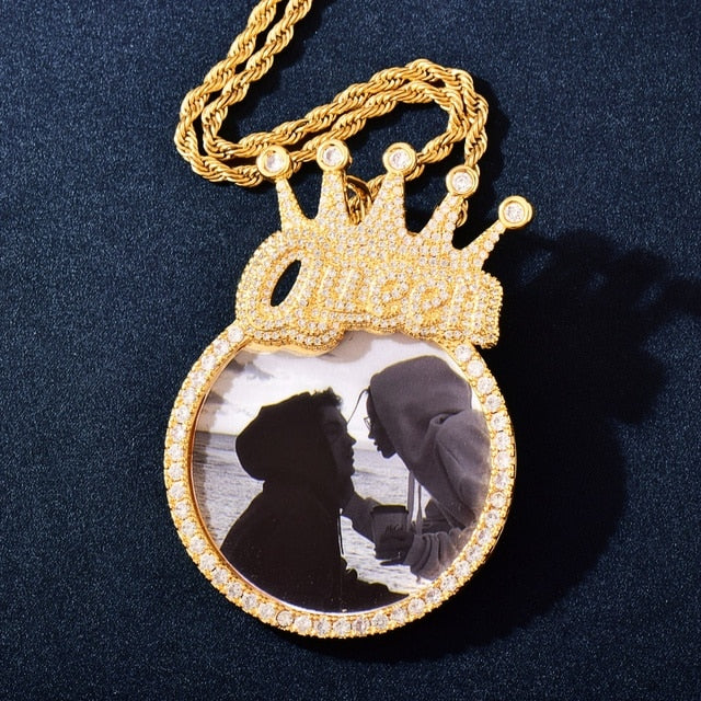 King Queen Iced Custom Photo Picture Hip Hop Chain Pendants