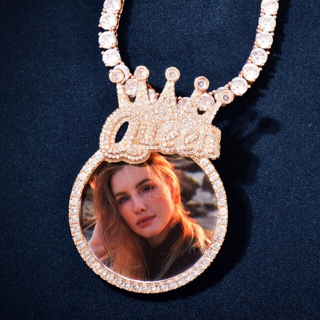 King Queen Iced Custom Photo Picture Hip Hop Chain Pendants