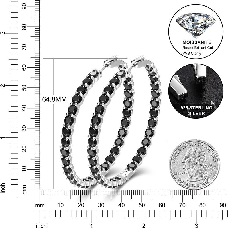 Boss Chick Queen 15.5ctw Genuine Lab Diamond 925 Silver Big Hoop Bling Earrings