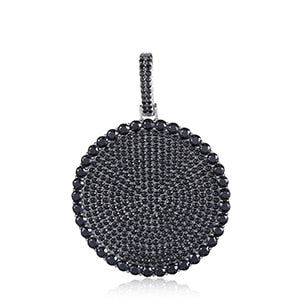 Mens Genuine Lab VVS Black Diamond Disc Solid 925 Silver Hip Hop Pendant
