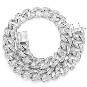 Mens Full Iced 3A Simulate Diamond Miami Cuban link Blinged Out Chain Necklace